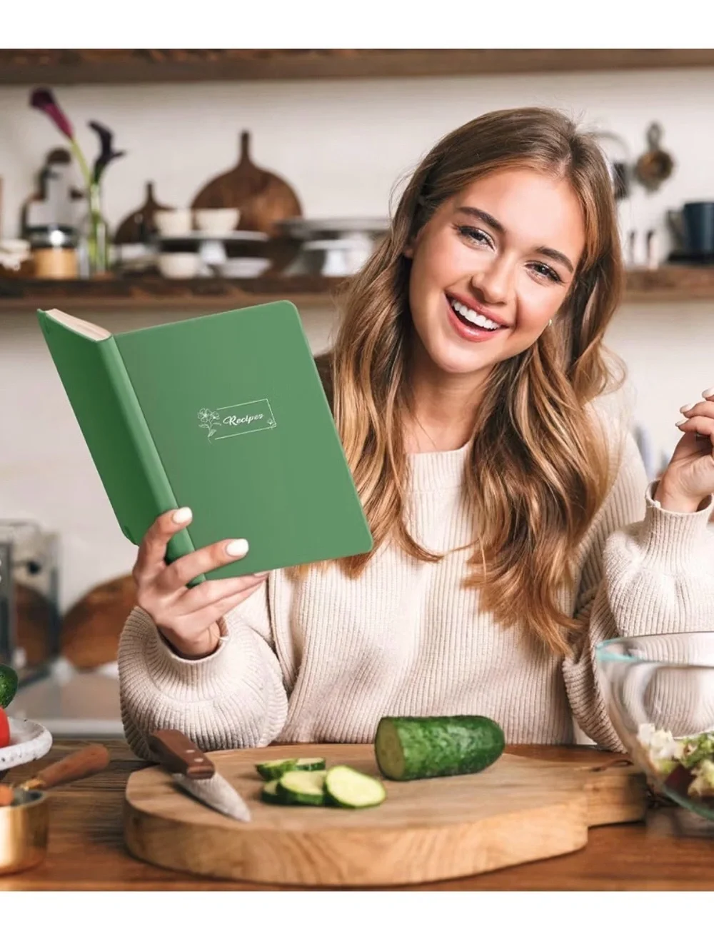 Green Recipe Journal Hardcover Notebook - Recipe New write in your own recipes